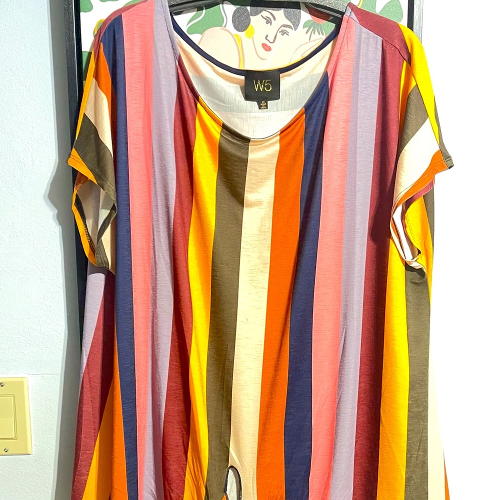 Tie front stripe blouse, stretchy material